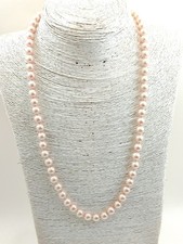Collana Donna In Perle 8 Mm. Colore Rosa Chiaro, Lungh. 60 Cm. Con Moschettone