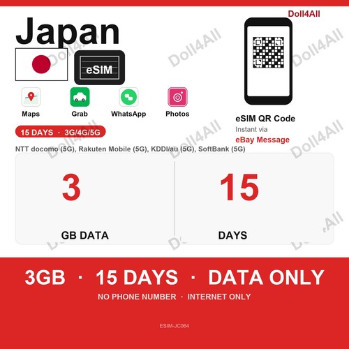 Japan esim 3gb 15day - japan, instant