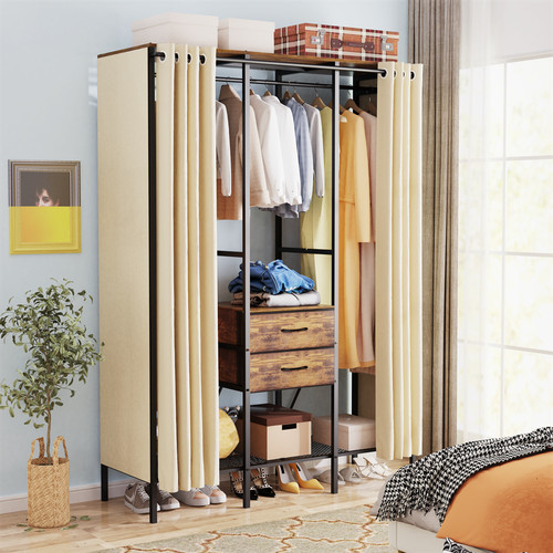 Armadio aperto con tenda - armadio,