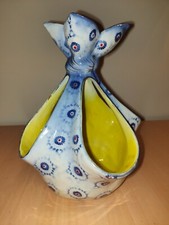 ZACCAGNINI, CERAMICA, VASO, INTERESSANTE FORMA A FIOCCO, VINTAGE ANNI 50/60 . 