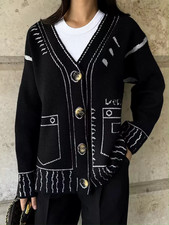 Cardigan donna nero bianco