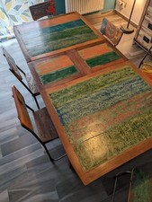 Set tavolo allungabile con sedie in legno teak riciclato da imbarcazioni