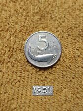 rara MONETA 5 LIRE 1951 delfino