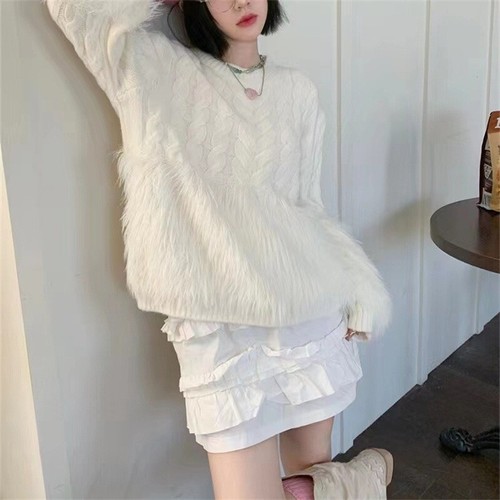 Maglione corto pelliccia - corto,