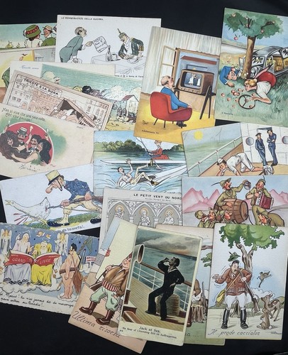 Lot humorous postcards - 63,