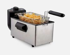 Friggitrice 3,0L Olio Acciaio Inox Professionale Termostato Cestello Estraibile