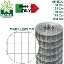 RETE METALLICA ZINCATA ROTOLO 25 m ELETTROSALDATA PER RECINZIONE MAGLIA 75x50 mm