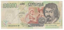 FALSO D’EPOCA 100000 LIRE CARAVAGGIO II° TIPO  1994
