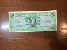 ALLIED MILITARY CURRENCY 500 AM LIRE 1943 A BILINGUE R2 MB/BB SABAUDA