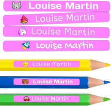 50 Etichette Adesive Personalizzate per Matite, Penne E Pennarelli. Adesivi Scol