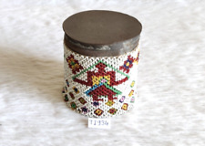 1940s Vintage Natalizie Decorativi Lavoro Manuale Perline Scatola di Latta Old