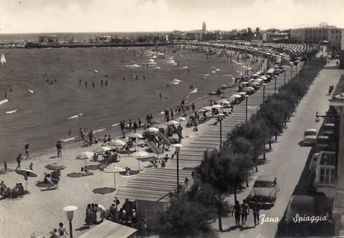 Cartolina fano pesaro - cartolina, spiaggia