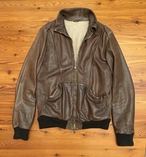 Giorgio Brato Men Bomber Jacket Real Leather Brown Sz.46 S/M Italy