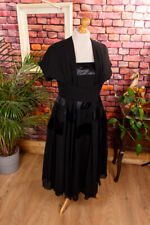 Vintage Originale 50er Abito da Sera Nero Vestito Danza Pettycoat Elegante 44