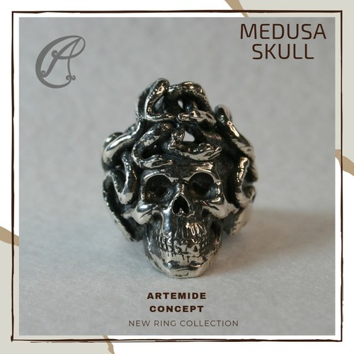 Anello skull medusa uomo - medusa,