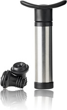 Pompa per Vuoto Vino | Acciaio Inossidabile, Argento, Include 2 Tappi Silicone |