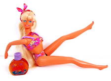 BARBIE HAWAIIAN FUN 1990 mattel doll + GLITTER BEACH 1992 outfit full + bottle
