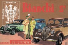 Cartolina Pubblicitaria Vintage Automobil Bianchi S9 Illustratore Aldo Brovarone