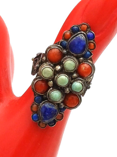 Anello etnico rombo con pietre - anello,