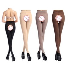 Collant colore pelle cavallo aperto 120D velluto lingerie erotica donna