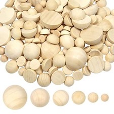 TOAOB 236 Pezzi Mezza Palline in Legno Naturale Mezze Sfere Metà Perline (S2a)