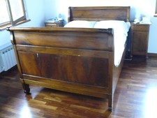 letto matrimoniale tipo francese, 1 piazza e mezzo, noce