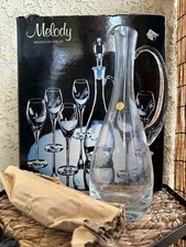 Set vino vintage fatto a mano 7 pezzi in cristallo fine inciso - Melodia | Made in Romania