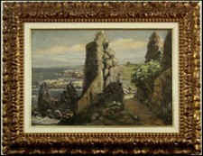 Dipinto Tela Scogliere Costa Mediterranea cm 62 x 48