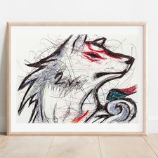 Stampa a penna a sfera Amaterasu, poster artistico Okami