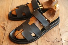 Hermes sandali neri in pelle