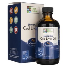 Olio di fegato di merluzzo liquido fermentato Green Pasture con aroma, 180 ml