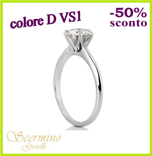 Anello solitario oro bianco - anello,