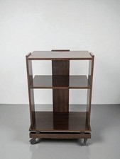 Carrello Mobile Bar Vintage Anni '60/'70 Legno Scuro Lucido Design Geometrico
