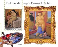 A9265 - Foglio francobolli S.TOME E PRINCIPE - ERRORE ERRORE ERRORE ERRATO - 2021 - F.BOTERO Art