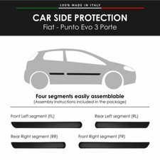 Modanature Laterali Bumper Paracolpi per Fiat Punto Evo 3 Porte con Biadesivo 3M