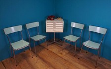 4 SEDIE IN FORMICA AZZURRA ANNI 70 CROMATE CUCINA DINER RISTORANTE MODERNARIATO