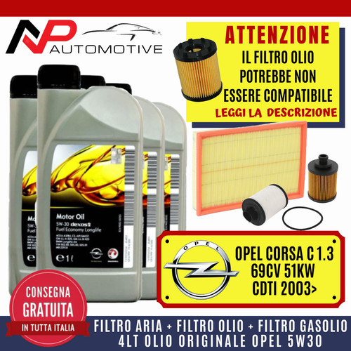 Kit tagliando opel corsa 3 - corsa, c