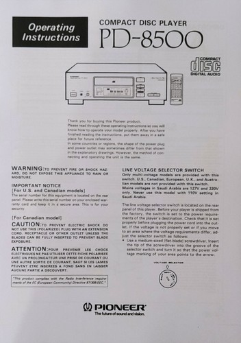 Pioneer 8500 lettore cd - pd-8500,