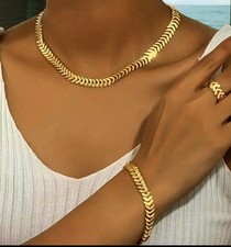 ? COLLANA DONNA ACCIAIO CON BRACCIALE ED ANELLO. GIROCOLLO PARURE. STUPENDA ?