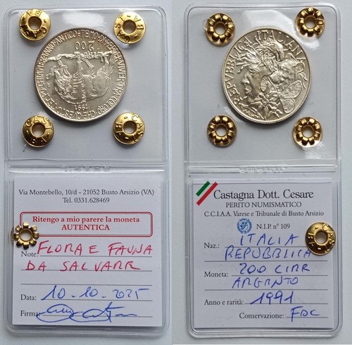 200 lire 1991 moneta - , d'argento