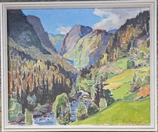 Dipinto olio paesaggio montano