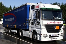 Foto camion Mercedes-Benz Actros 1844 autoarticolato telonato Germania bianco paneu #k2cg