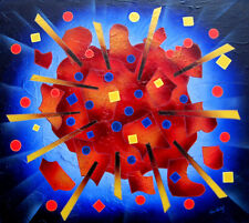 Kino Mistral "BIG BANG Blue Explosion" dipinto su tavola cm.75x65+COA