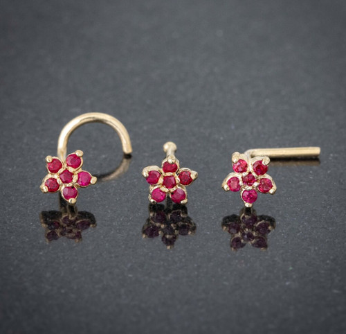 Anello naso fiore - fiore, rosso