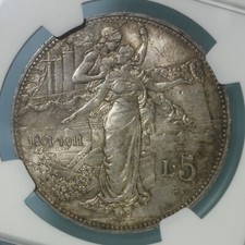 VITTORIO EMANUELE III 5 LIRE 1911 CINQUANTENARIO ARGENTO SILVER COIN MONETA