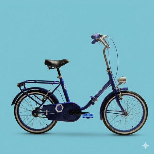 Bici pieghevole blu bianco - bici,