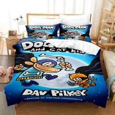 SINGLE Size Cartoon Dog Man Bedding Set Boys Girls Duvet Cover Pillowcase