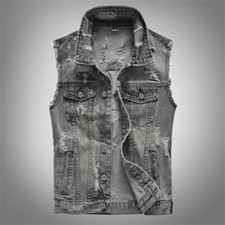 Gilet In Denim Grigio Da Uomo