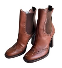 Scarpe stivali corti MIU MIU EU 37 US 7 pelle marrone autentiche