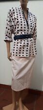 FONTANA alta moda tailleur gonna pencil camicia cotone rosa pois vintage '80  